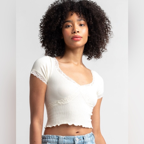 BDG Urban Outfitters London Womens Cross Lace Baby Tee size medium NWT - Picture 1 of 13